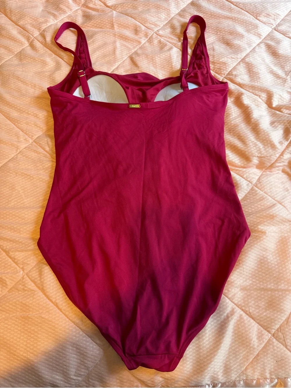 Calvin Klein Fuchsia Ruched One-Piece Swimsuit - Picture 3 of 5